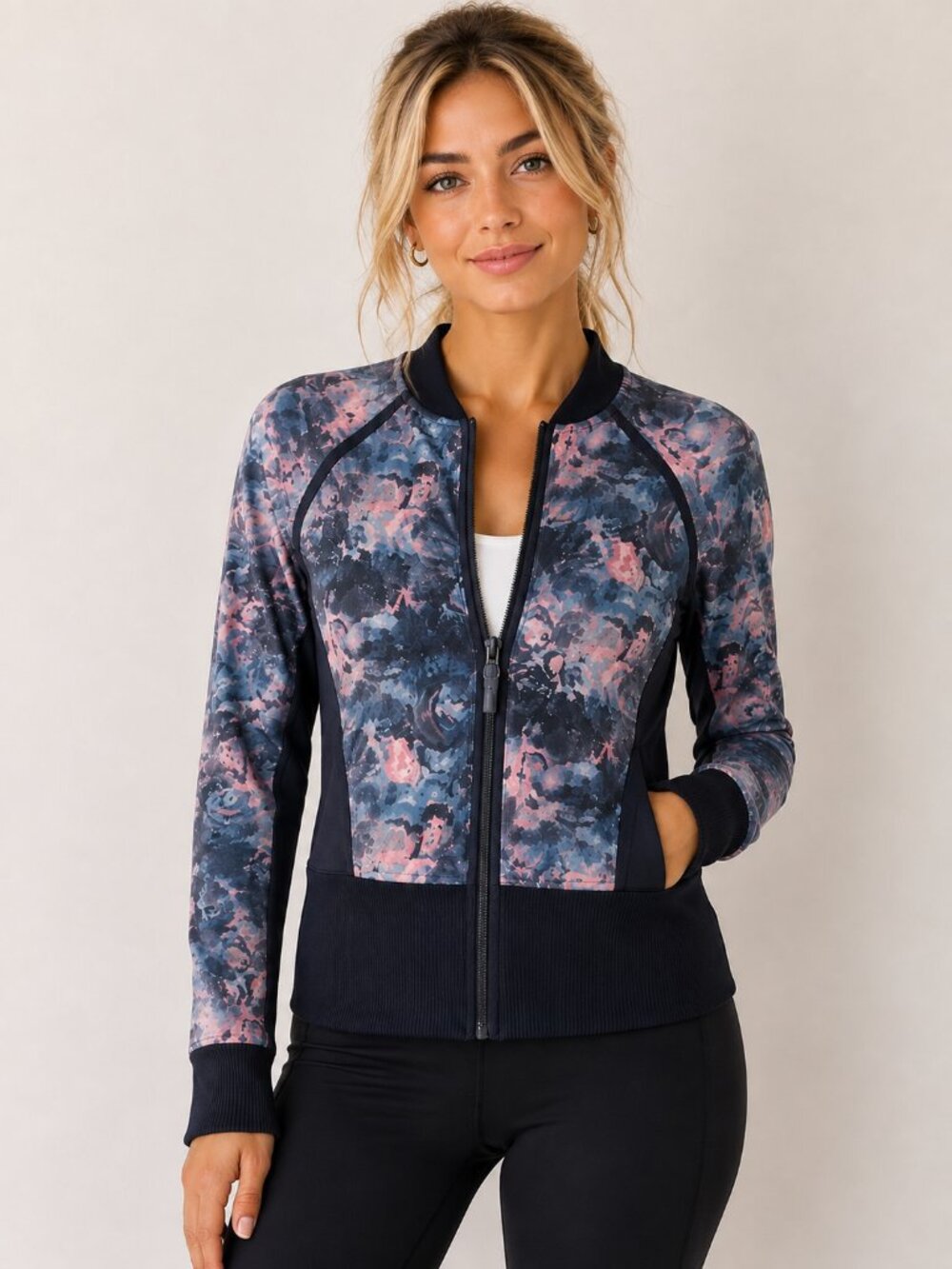 Lululemon Floral Print Define Style Full Zip Jacket Blue Pink